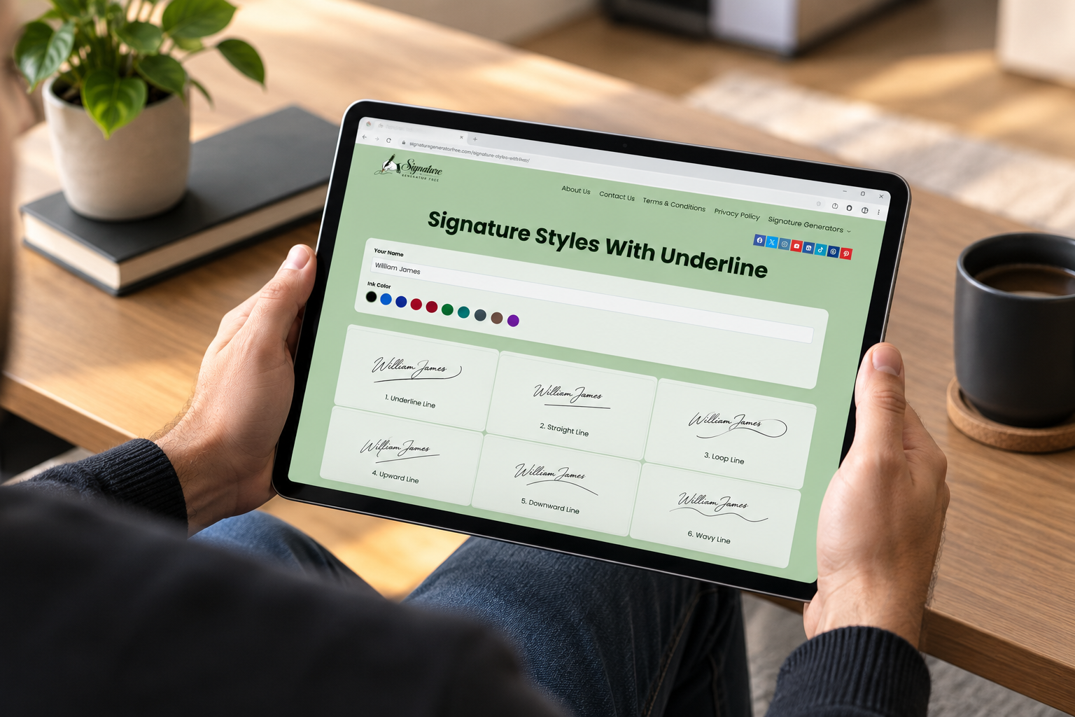 Signature style with a line example