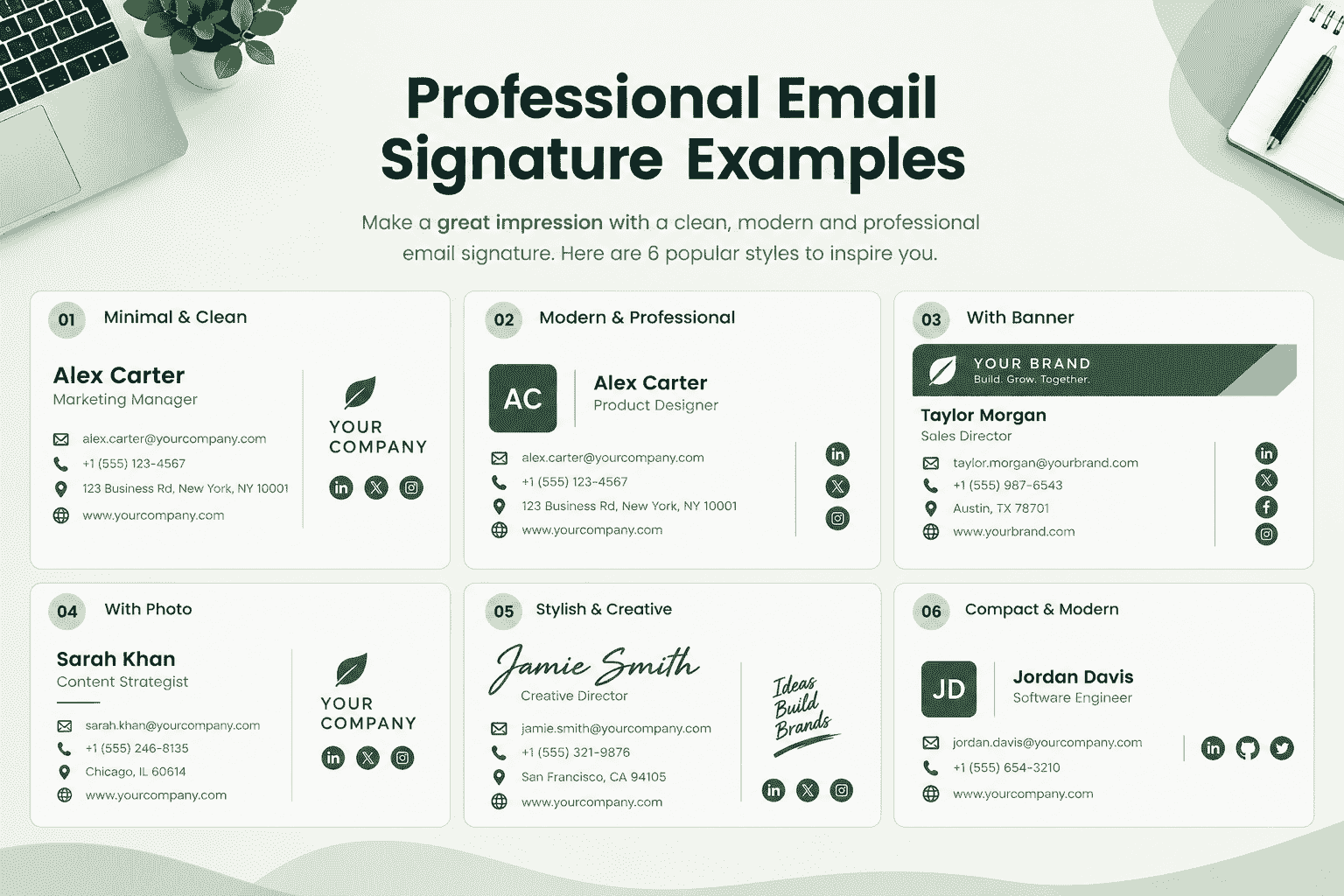 Professional email signature example