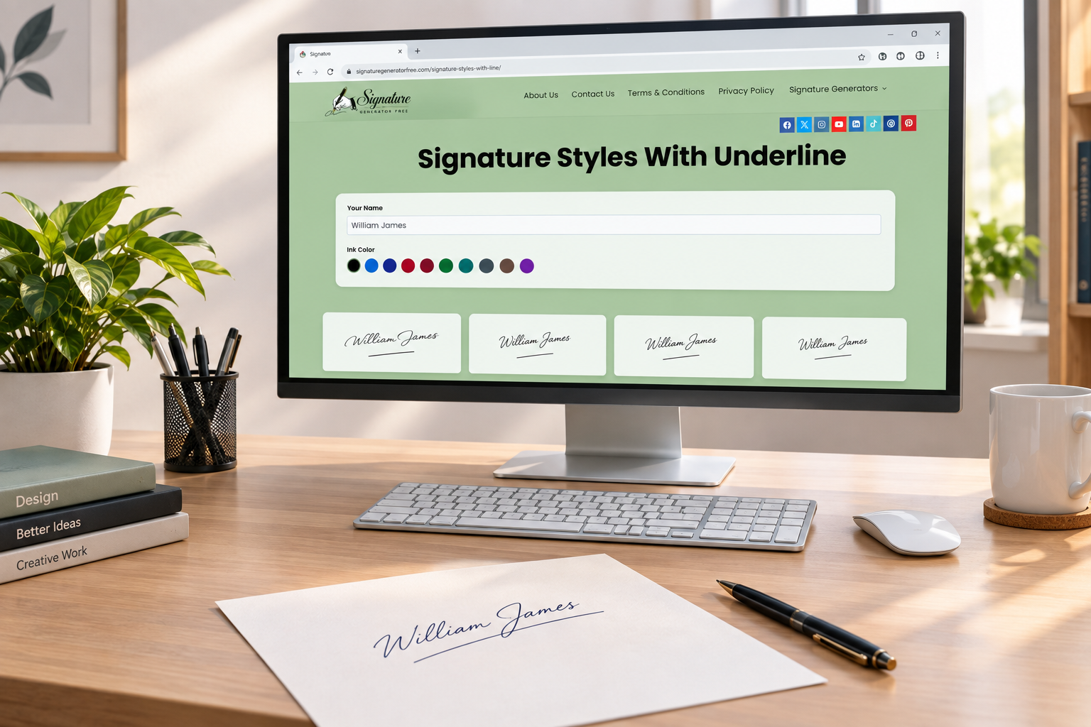 Signature style with a line example